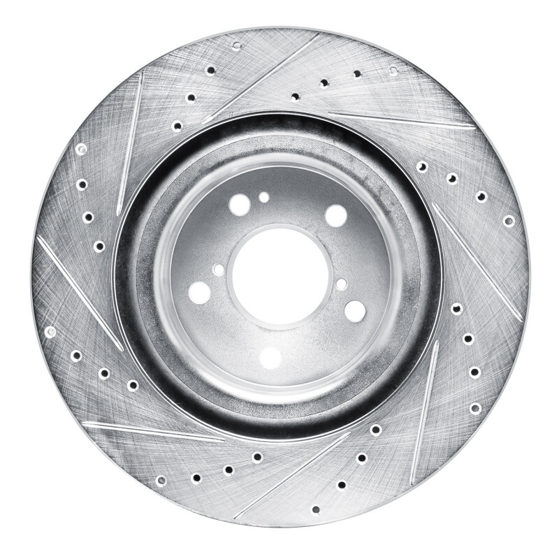 Acura MDX Brake Rotor (1) - Front Right - R1 Concepts - Drilled & Slotted - Silver - `22-`26